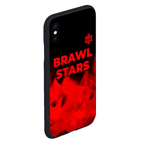 Чехол iPhone XS Max матовый Brawl Stars - red gradient посередине / 3D-Черный – фото 2