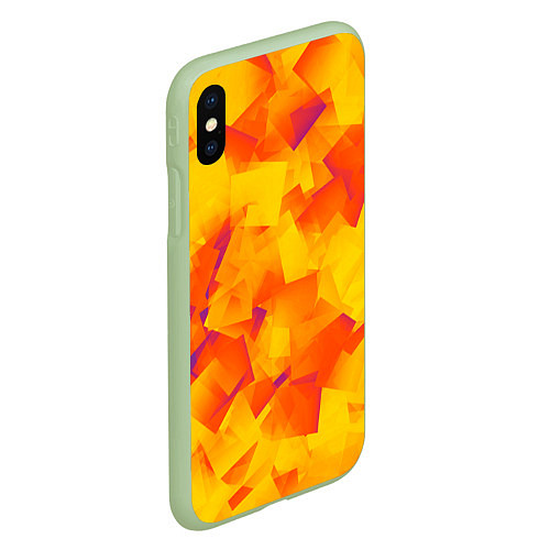 Чехол iPhone XS Max матовый Желтый калейдоскоп / 3D-Салатовый – фото 2