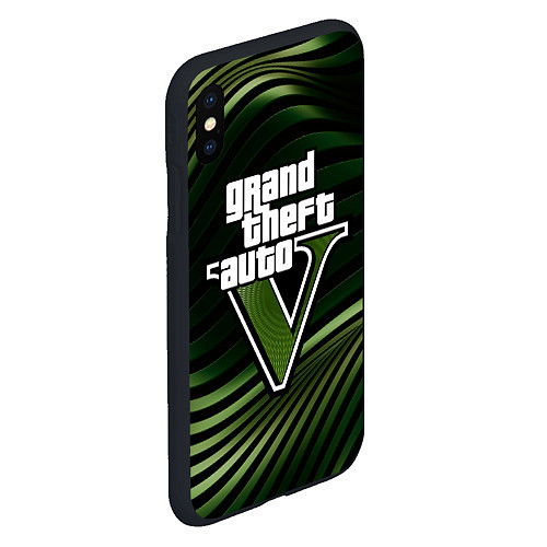 Чехол iPhone XS Max матовый Grand Theft Auto V - logo / 3D-Черный – фото 2