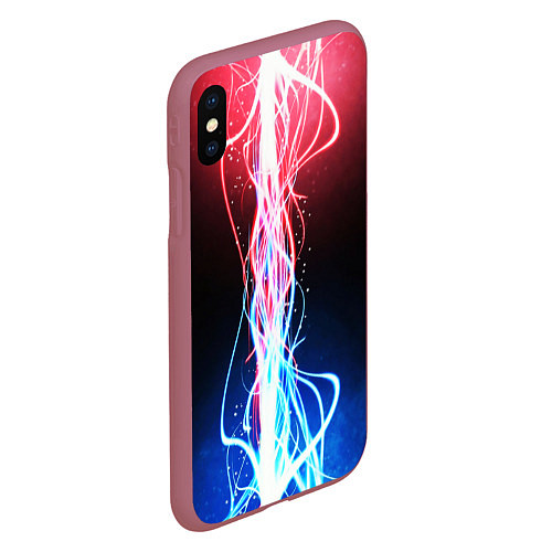 Чехол iPhone XS Max матовый Молнии текстура / 3D-Малиновый – фото 2