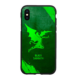 Чехол iPhone XS Max матовый Black Sabbath - green gradient, цвет: 3D-черный