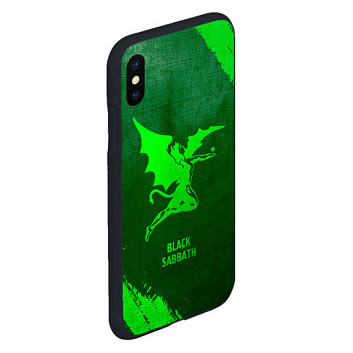 Чехол iPhone XS Max матовый Black Sabbath - green gradient / 3D-Черный – фото 2