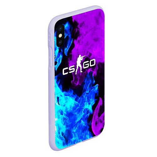 Чехол iPhone XS Max матовый CSGO neon flame / 3D-Светло-сиреневый – фото 2