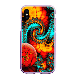 Чехол iPhone XS Max матовый Фрактальный узор из фигур, цвет: 3D-сиреневый