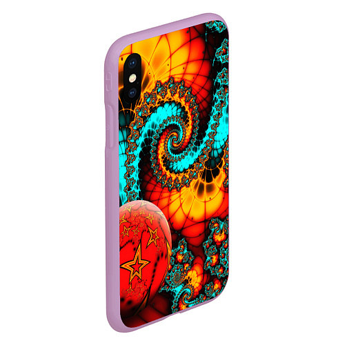 Чехол iPhone XS Max матовый Фрактальный узор из фигур / 3D-Сиреневый – фото 2