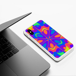 Чехол iPhone XS Max матовый Оптический узор красочная мозаика, цвет: 3D-белый — фото 2