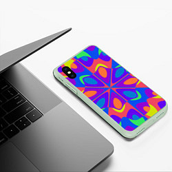 Чехол iPhone XS Max матовый Оптический узор красочная мозаика, цвет: 3D-салатовый — фото 2