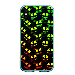 Чехол iPhone XS Max матовый Marshmello кислотный, цвет: 3D-мятный