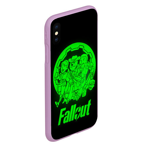 Чехол iPhone XS Max матовый Fallout - movie heroes / 3D-Сиреневый – фото 2