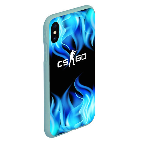 Чехол iPhone XS Max матовый CGGO blue flame / 3D-Мятный – фото 2