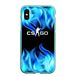 Чехол iPhone XS Max матовый CGGO blue flame, цвет: 3D-мятный