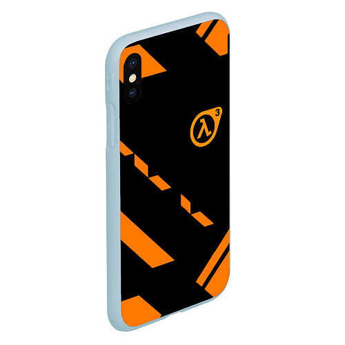 Чехол iPhone XS Max матовый Half life geometry orange / 3D-Голубой – фото 2