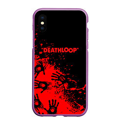 Чехол iPhone XS Max матовый Deathloop руки краска, цвет: 3D-фиолетовый