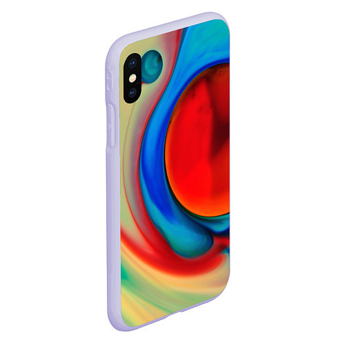 Чехол iPhone XS Max матовый Жидкие цветные краски / 3D-Светло-сиреневый – фото 2