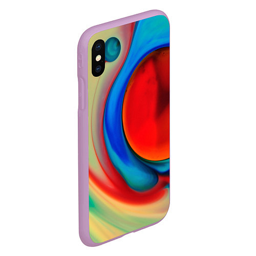 Чехол iPhone XS Max матовый Жидкие цветные краски / 3D-Сиреневый – фото 2