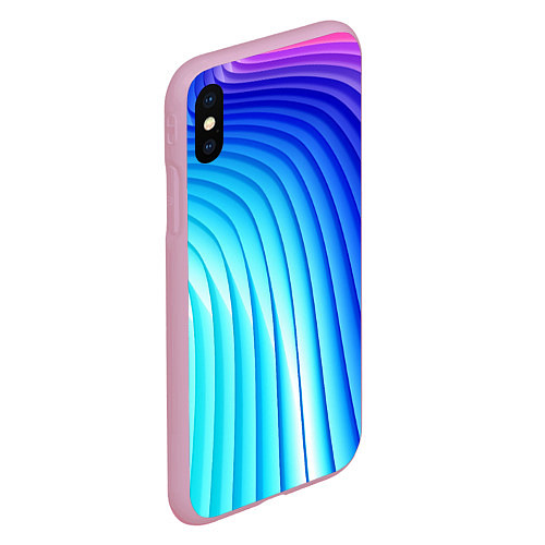 Чехол iPhone XS Max матовый Полосы неоновый градиент / 3D-Розовый – фото 2