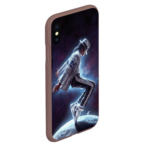 Чехол iPhone XS Max матовый Michael Jackson on the moon / 3D-Коричневый – фото 2