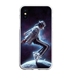 Чехол iPhone XS Max матовый Michael Jackson on the moon, цвет: 3D-белый