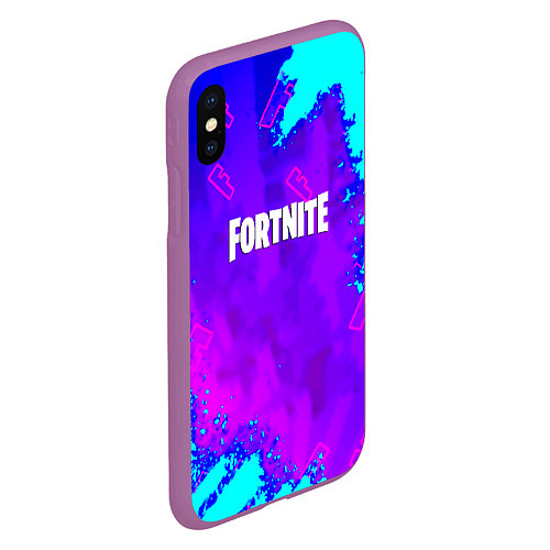 Чехол iPhone XS Max матовый Fortnite neon game / 3D-Фиолетовый – фото 2