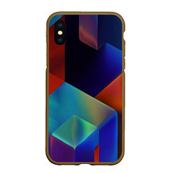 Чехол iPhone XS Max матовый Геометрия мозаика, цвет: 3D-коричневый