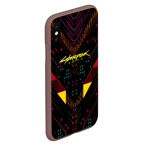 Чехол iPhone XS Max матовый Cyberpunk2077 geometry / 3D-Коричневый – фото 2