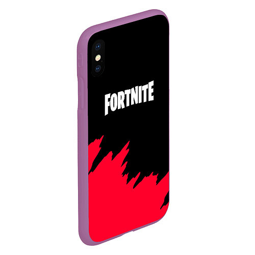 Чехол iPhone XS Max матовый Fortnite розовые краски / 3D-Фиолетовый – фото 2