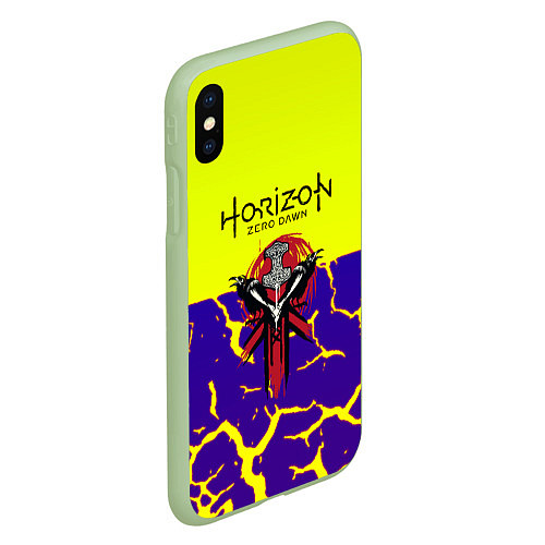 Чехол iPhone XS Max матовый Horizon zero dawn разломы / 3D-Салатовый – фото 2