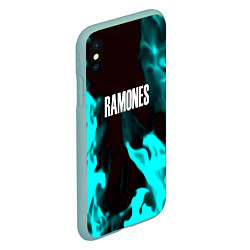 Чехол iPhone XS Max матовый Ramones fire rose, цвет: 3D-мятный — фото 2