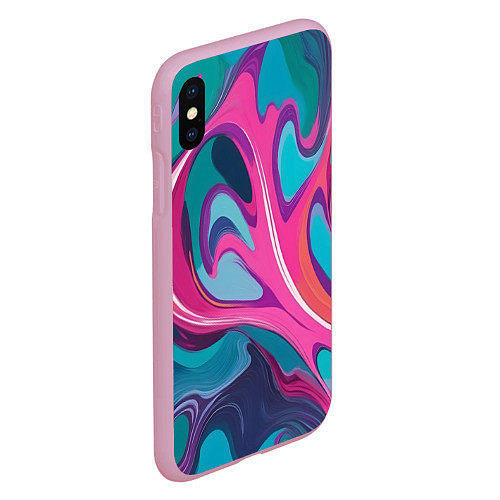 Чехол iPhone XS Max матовый Эбру краска / 3D-Розовый – фото 2