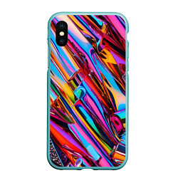 Чехол iPhone XS Max матовый Разноцветная фольга, цвет: 3D-мятный