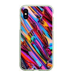 Чехол iPhone XS Max матовый Разноцветная фольга, цвет: 3D-салатовый