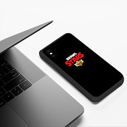 Чехол iPhone XS Max матовый Brawl stars logo red, цвет: 3D-черный — фото 2