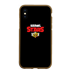 Чехол iPhone XS Max матовый Brawl stars logo red, цвет: 3D-коричневый