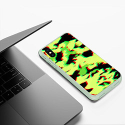 Чехол iPhone XS Max матовый Камуфляж зелёный глитч, цвет: 3D-салатовый — фото 2