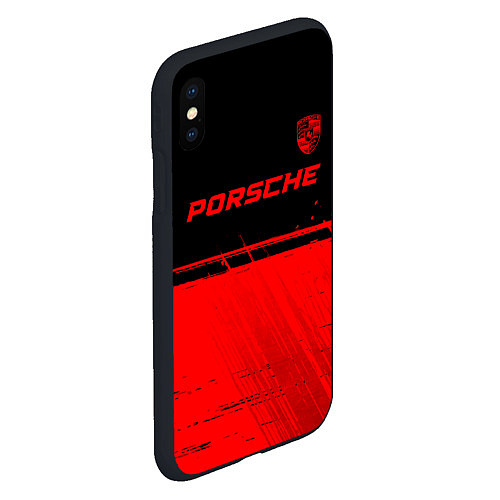 Чехол iPhone XS Max матовый Porsche - red gradient посередине / 3D-Черный – фото 2