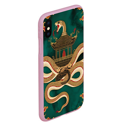 Чехол iPhone XS Max матовый Год зеленой змеи 25 / 3D-Розовый – фото 2