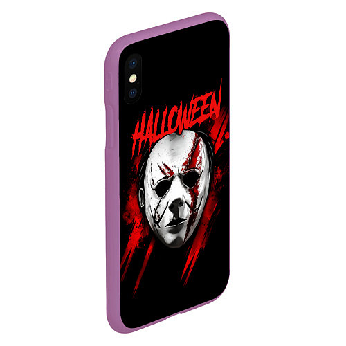 Чехол iPhone XS Max матовый Halloween Michael Myers / 3D-Фиолетовый – фото 2