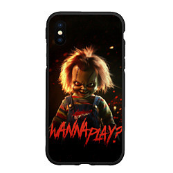 Чехол iPhone XS Max матовый Chucky wanna play?, цвет: 3D-черный