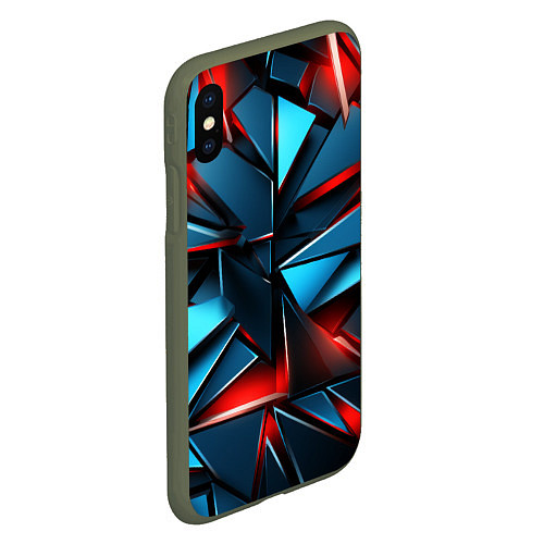 Чехол iPhone XS Max матовый Геометрические осколки / 3D-Темно-зеленый – фото 2