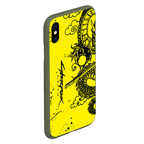 Чехол iPhone XS Max матовый Syberpunk dragon tatoo / 3D-Темно-зеленый – фото 2