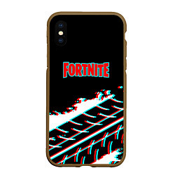 Чехол iPhone XS Max матовый Fortnite краски глитч, цвет: 3D-коричневый