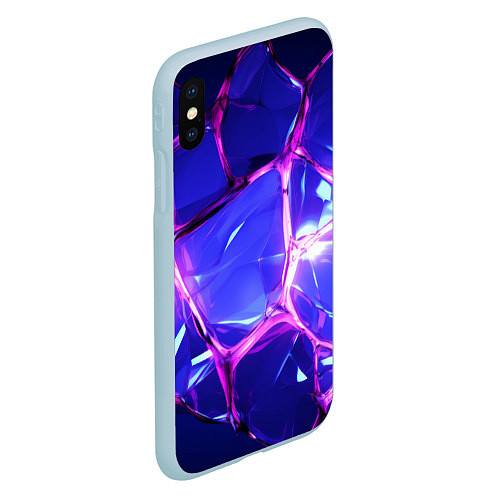 Чехол iPhone XS Max матовый Блестящие синие камни текстура / 3D-Голубой – фото 2