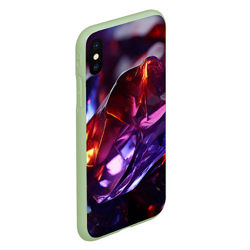 Чехол iPhone XS Max матовый Блестящие яркие камни текстура / 3D-Салатовый – фото 2