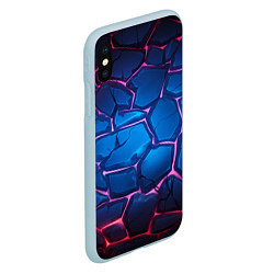 Чехол iPhone XS Max матовый Синие камни с фиолетовой подсветкой, цвет: 3D-голубой — фото 2