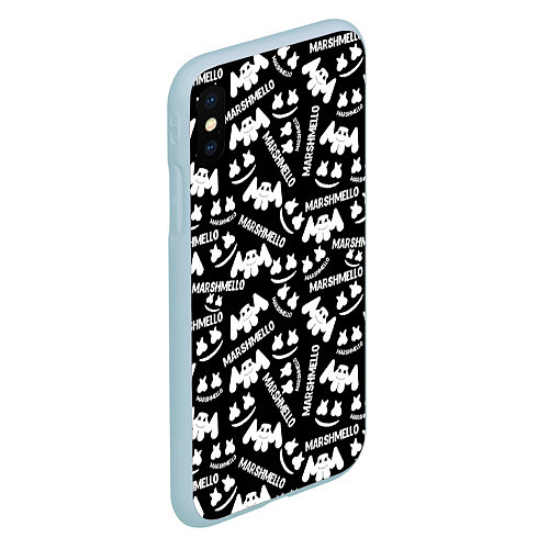 Чехол iPhone XS Max матовый Marshmello pattern music / 3D-Голубой – фото 2