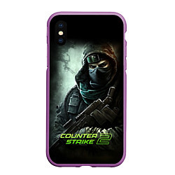 Чехол iPhone XS Max матовый Counter strike 2 спецназ, цвет: 3D-фиолетовый