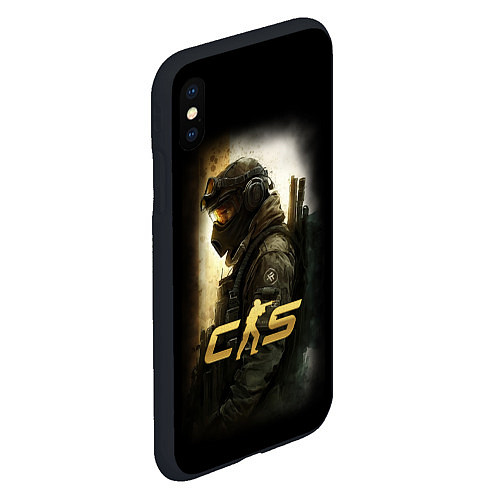 Чехол iPhone XS Max матовый Counter strike спецназовец / 3D-Черный – фото 2