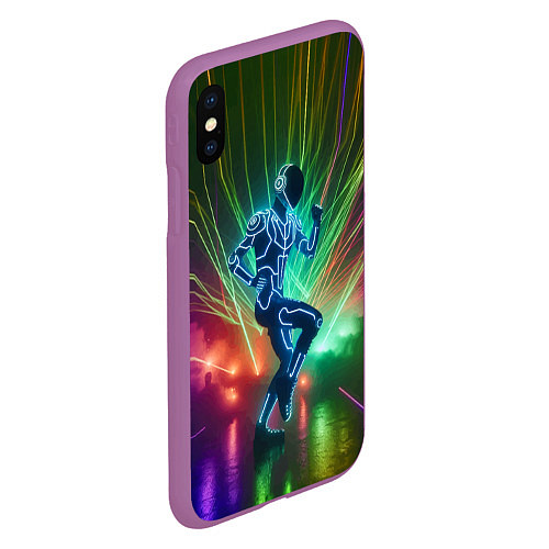 Чехол iPhone XS Max матовый Neon cyber dance - ai art fantasy / 3D-Фиолетовый – фото 2