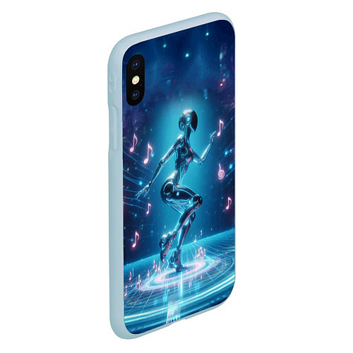 Чехол iPhone XS Max матовый Cyber robot girl - ai art fantasy / 3D-Голубой – фото 2