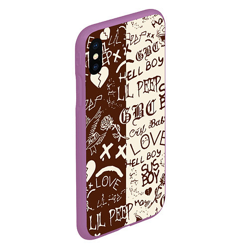 Чехол iPhone XS Max матовый Lil peep retro pattern / 3D-Фиолетовый – фото 2